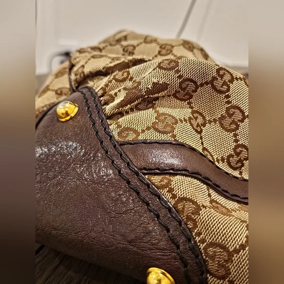 GUCCI Jockey Tote - Canvas with gold hardware - Pre-owned - Picture 7 of 17